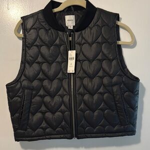 NWT Size Small P Maeve Black Heart-Quilted Puffer Vest